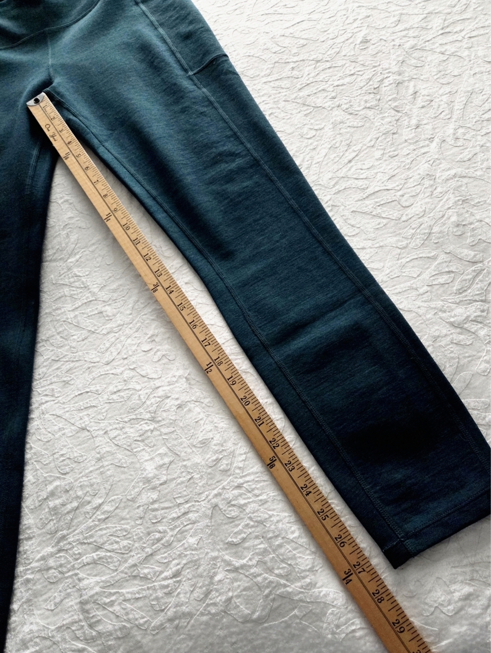 Ibex Teal Next-To-Skin Natural Base Layer Leggings, Wide Waistband & Pockets, LG - Picture 6 of 10